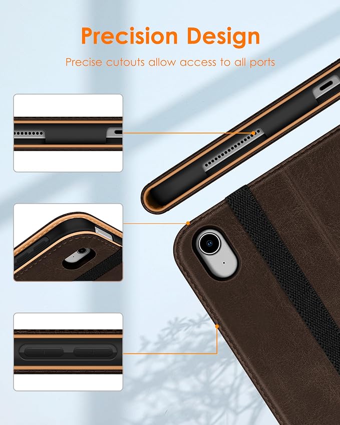 DTTO for iPad Air 11-inch Case M4/M3/M2 (2026/2025/2024) iPad Air 5th / 4th Generation (2022/2020) Premium Leather Business Folio Stand Cover with Pencil Holder - Auto Sleep/Wake Brown