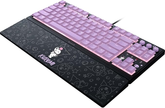 Razer Ornata V3 TKL Gaming Keyboard: Low-Profile Keys - Mecha-Membrane Switches - UV-Coated Keycaps - Backlit Media Keys - 8-Zone RGB Lighting - Magnetic Wrist Wrest - Kuromi Edition