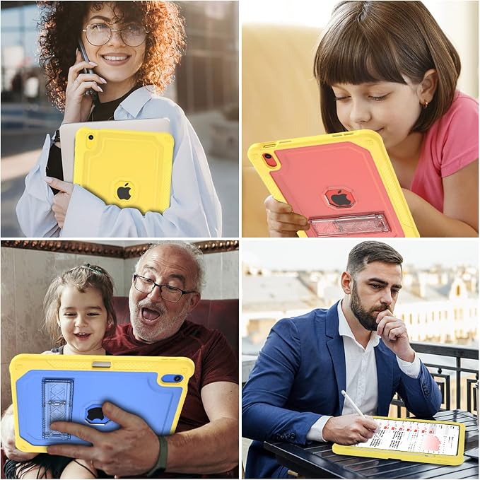 ZoneFoker Case for iPad 11-inch (A16) 2025 / iPad 10th Gen 10.9 inch 2022 Heavy Duty Shockproof Rugged Protective with Pencil Holder 11th / 10th Translucent Cover with Kickstand