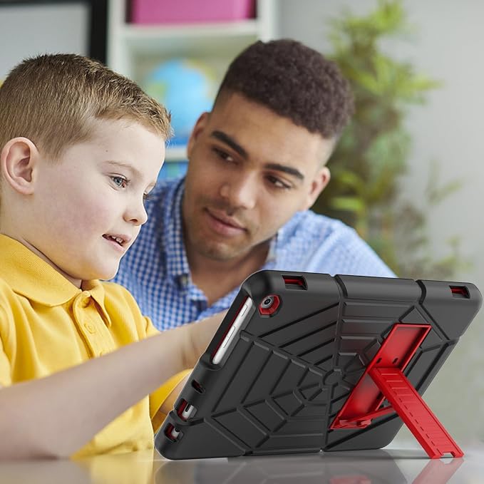 Grifobes (for 13th/11th Generation 2023/2021 Release) Tablet 10/10 Plus Tablet 10 Kids/Kids Pro 3-in-1 Heavy Duty Shockproof Rugged Protective Cover with Stand (Black+Red+Red)
