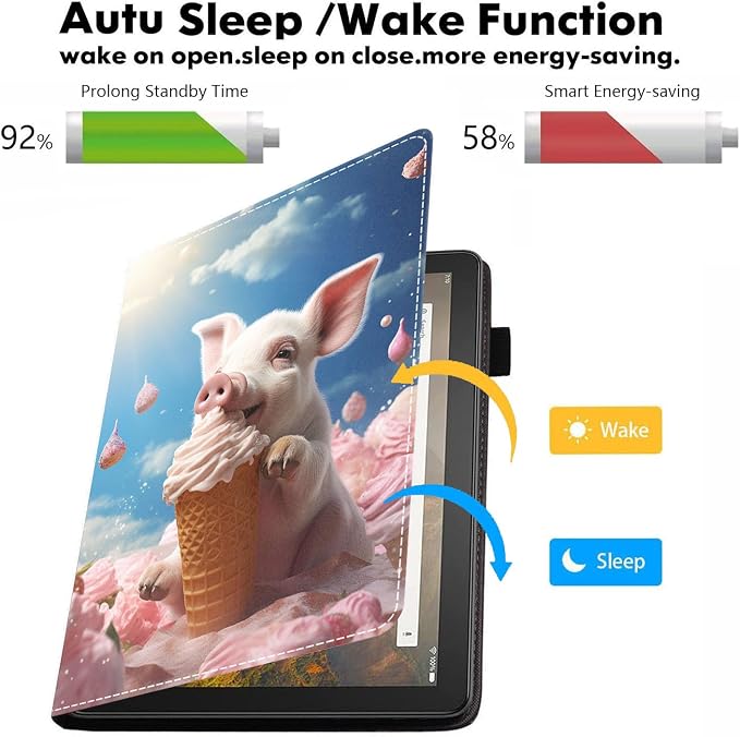 Case for Amazon Kindle Fire HD 10 Tablet 10.1 (9th/7th Generation 2019/2017 Release) - PU Leather Folio Case with Smart Auto Wake/Sleep African American Girl
