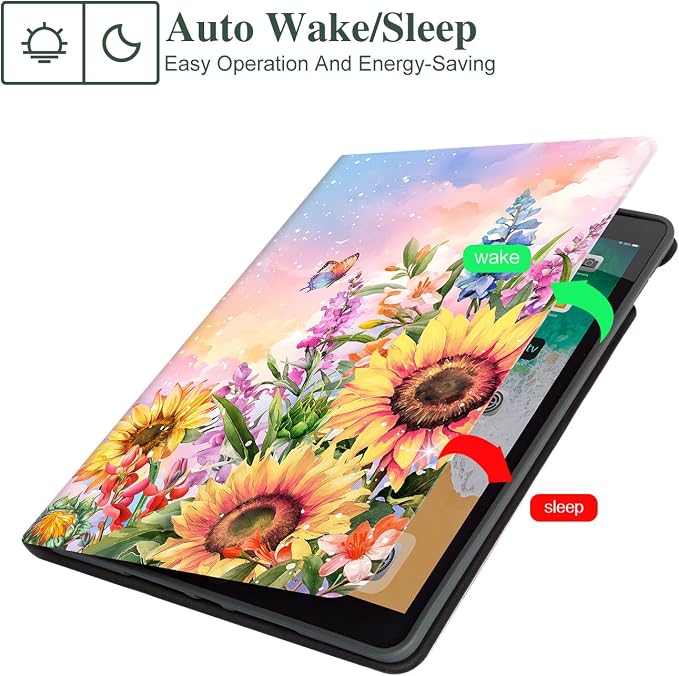 Lokigo Case for iPad 9th/8th/7th Gen 10.2 Air 3rd/Pro10.5 Aurora Forest | Protective Folio Soft Back Cover Pencil Holder for Teens/Students/Office Staffs 4 Angles Viewing Stand Auto Wake/Sleep