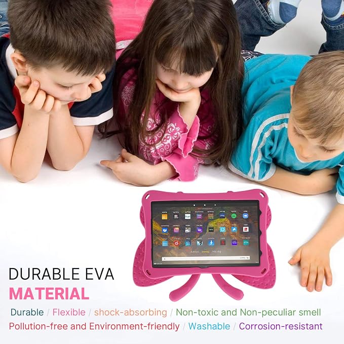 Simicoo Fire Max 11 Tablet 2023 Cute Butterfly Case with Stand for Kids Girl Light Weight EVA Rugged Shockproof Full Cover Kids Friendly Kids case for Fire Max 11(Blue)