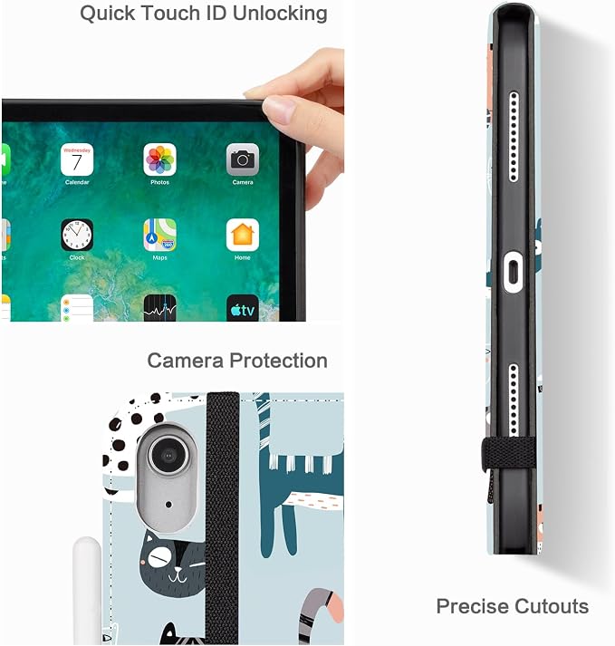 Lokigo Case for iPad (A16) 11th/10th Generation Aurora Forest | for iPad 11th-11 Inch/10th-10.9 Inch Stand Cover Pencil Holder/Hand Strap/Pocket Support Touch ID Auto Wake/Sleep
