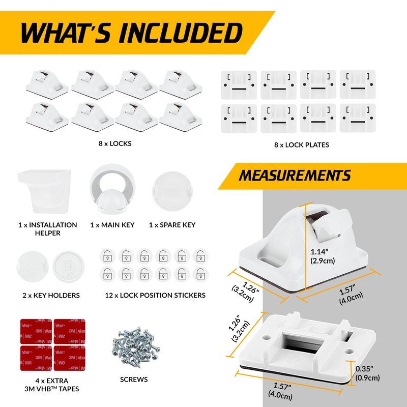 UPGRADED LICYFERN Magnetic Cabinet Locks (8 Locks & 2 Keys) - Invisible Baby Proofing Child Safety Lock & Keys – Easy to Install, Home & Kitchen Cabinet Magnetic Drawer Locks