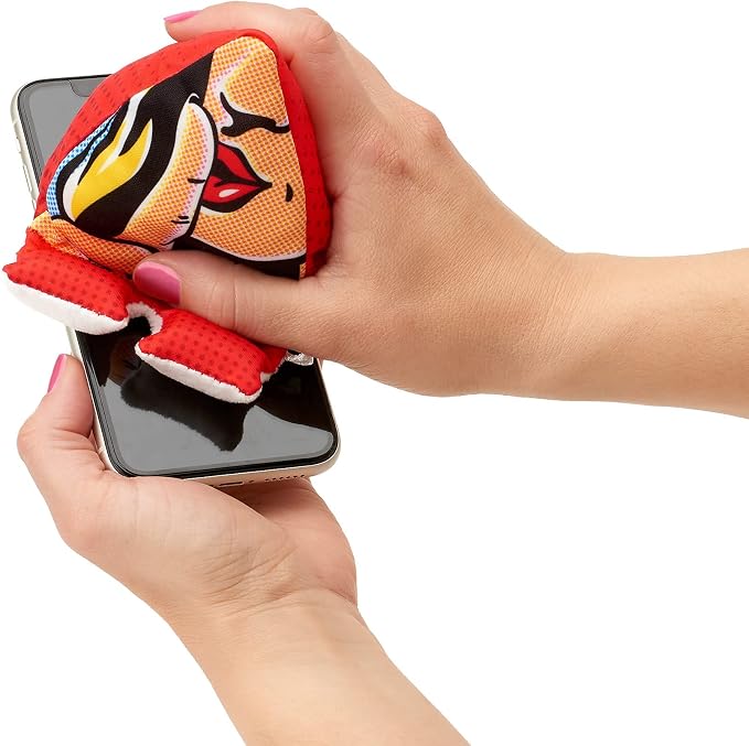 Plusheez Mobile Phone Holder | 2 in 1 Phone Stand with Micro Fibre Wipe | Screen Cleaner | Universal Phone Stand for Kids Children Adults | eReader/Kindle/Smartphone/Small Tablet Compatible (Bird)