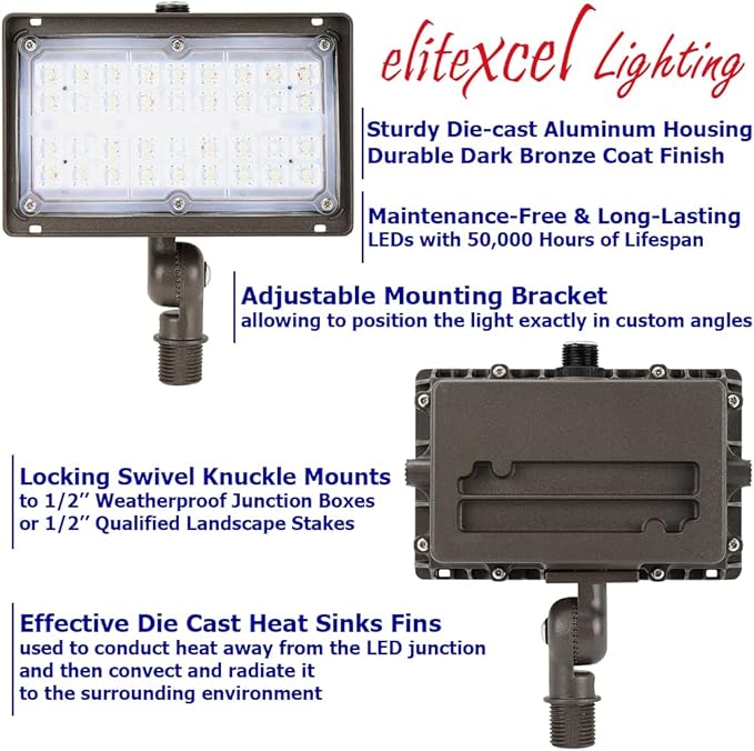 Dusk to Dawn Outdoor Landscape Lighting, Gen4 27W LED Flood Light, 3600LM 5000K Daylight 100W MH Equal Flag Pole Spotlight, 120-277V IP65 Waterproof Garage Parking Lot Security Lights