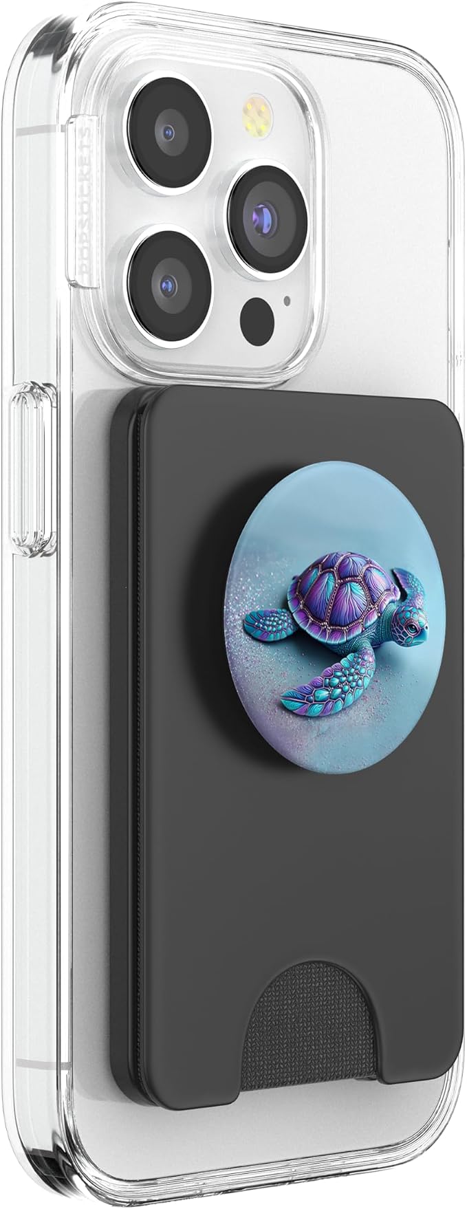 Teal Blue Purple Turtle Geometric Design On Light Blue Cyan PopSockets Adhesive PopGrip