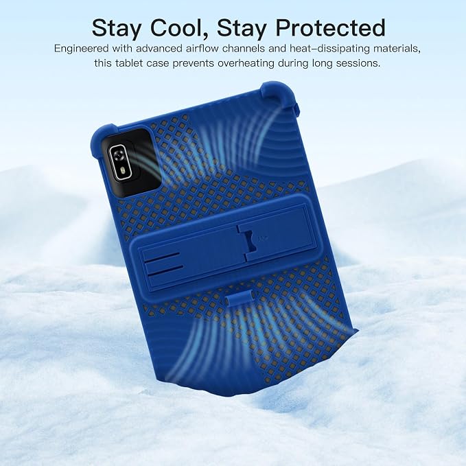 Case for Topsand Topsand-G12PRO Android 15 Tablet 10 inchHeat Dissipation Tablet CaseSoft Silicone Protector CoverKids FriendlyAdjustable Stand Cover4 Corners Thicken Shockproof Blue
