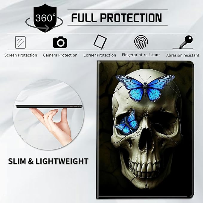 Case for Samsung Galaxy Tab A9 Plus 2023/A11 Plus 2025 11 inch Lightweight Protective PU Leather Smart Stand Cover with Auto Wake Sleep Tablet Case Cover - American Flag &amp Fish