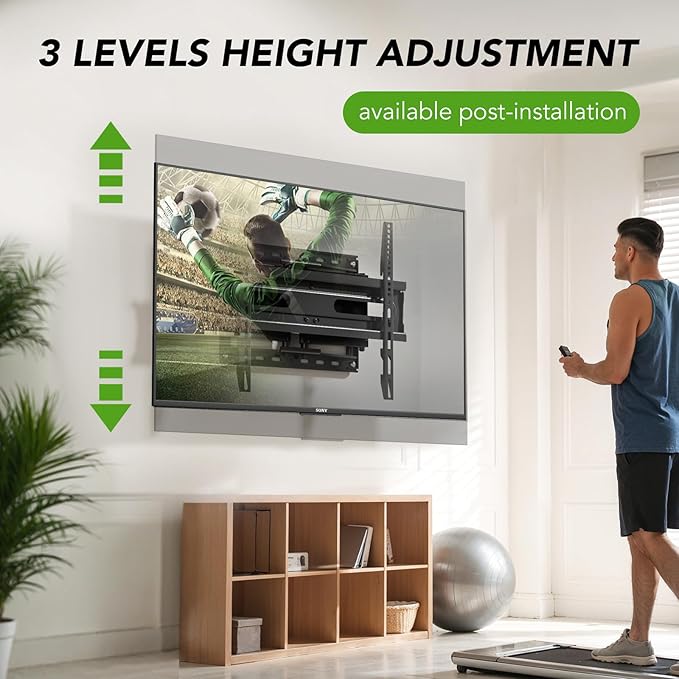 AX WABER TV Wall Mount Bracket for 32-65 Inch TV Full Motion Dual Articulating Arm with Swivel & Tilt, Max VESA 400x400mm，Fits 8” 12” 16" Studs, Supports 99 lbs for Flat & Curved Screens AX02MB01﻿