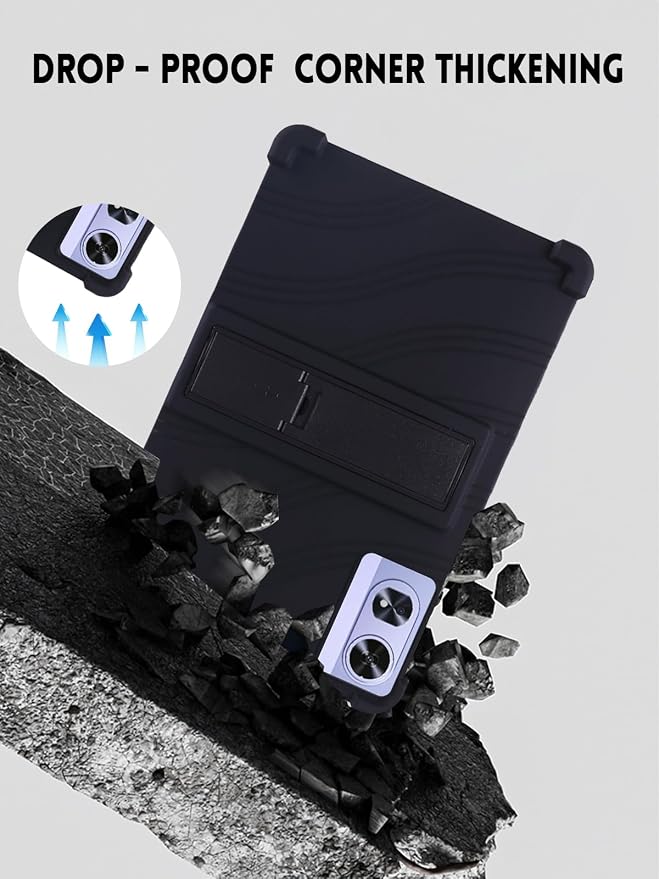 Case for POCKAM P11 Pro Android 16 Tablet 11 Inch (Black) | Soft Silicone Kids Friendly Protective Cover with Adjustable Stand Drop-Proof