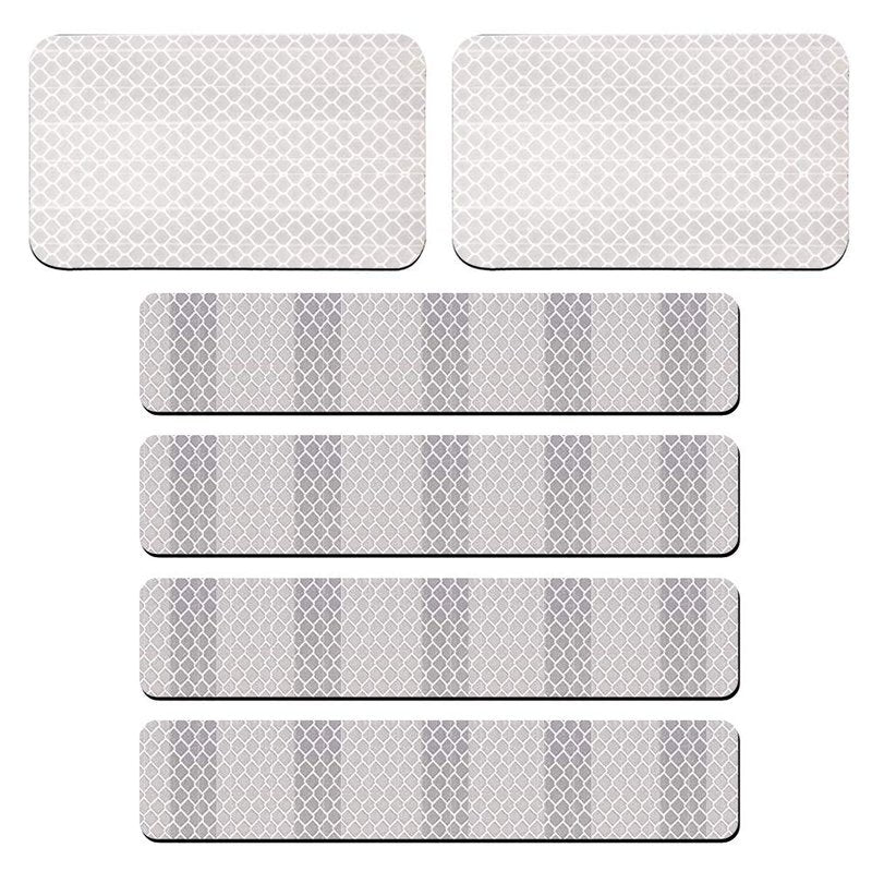 R.SASR 6 Pack Extra Reflective Patch Hook Fastener for Safety (White)