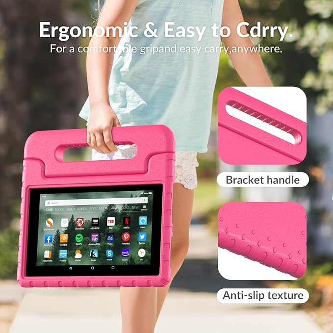 Kids Case for Kindle Fire HD 8 Tablet Case (8th/7th/6th) Shockproof Blue | 2018/2017/2016 Release Lightweight EVA Handle Stand Full Protection For Kids Daily Use