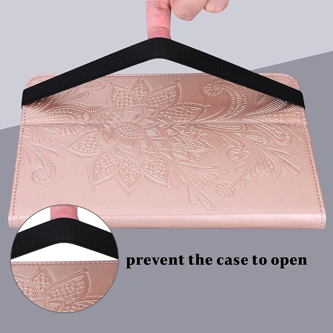 Case for Samsung Galaxy Tab A11+/A11 Plus /A9+/A9 Plus 2025/2023 5G 11 Inch Embossed Lace PU Leather Stand Cover with Elastic Band Card Slots Pen Holder &amp Multi-Angle Viewing - Blue