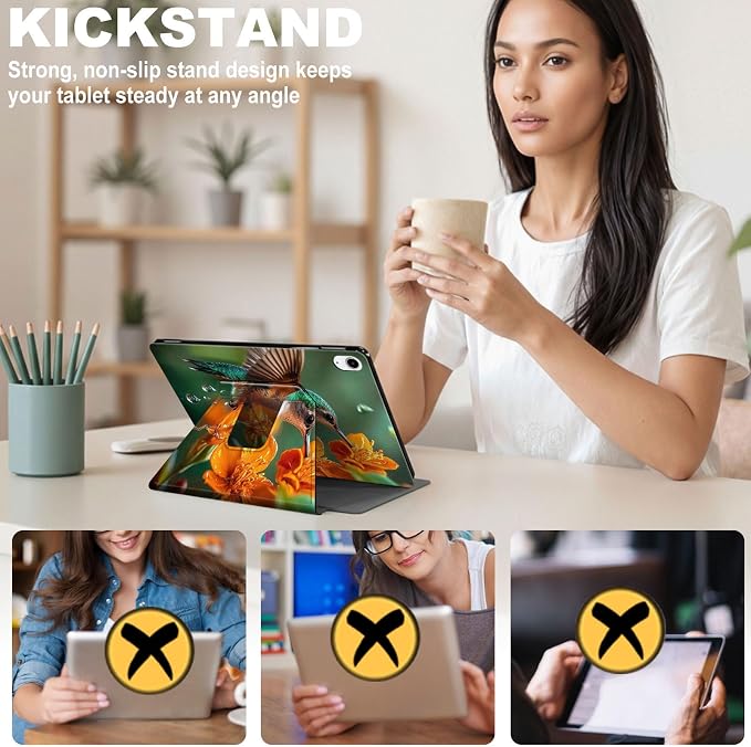 for iPad 11th Generation (A16 2025) 11 / iPad 10th Gen 10.9 2022 Case 360° Rotating PU Leather Stand Cover with Auto Sleep/Wake Shockproof TPU Backl Raccoon Perched
