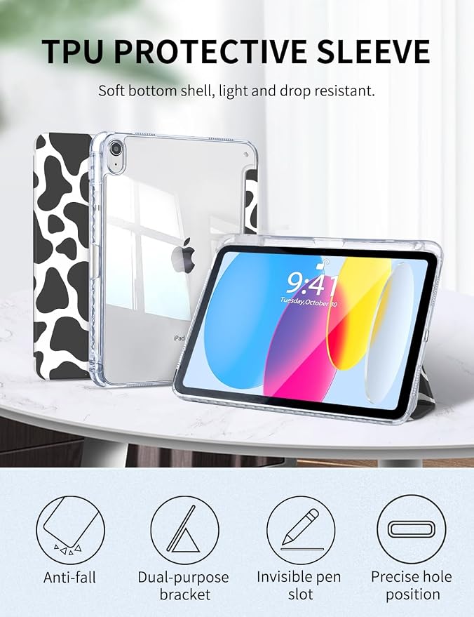 Case for iPad A16 11th/10th Generation 2025/2022 10.9 Inch Slim Trifold 10th Clear Back Transparent Cover with Pencil Holder &amp Auto Sleep/Wake Cover