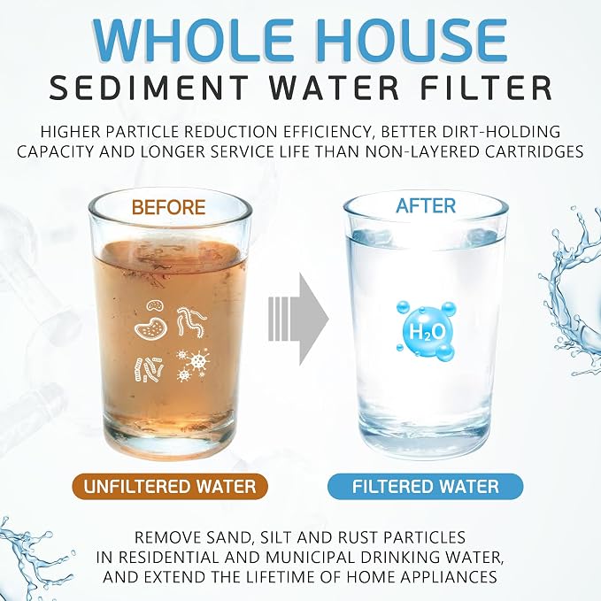 Ronaqua 10" x 4.5" Big Sediment Replacement Water Filter Cartridge, 1 Micron
