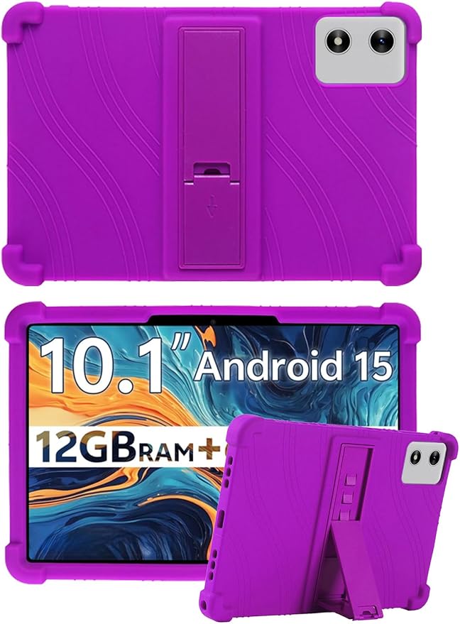 10 Case for SVITOO Tab 10/P10/PL001 Android 15 Tablet (Black) | Soft Silicone Kids Friendly Protective Cover with Adjustable Stand Drop-Proof