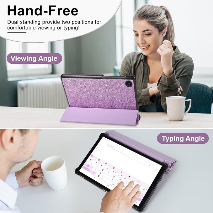 Caweet Case for T-Mobile Revvl Tab 2 10.1 Inch 2025 Released Lightweight Hard Back Shell Tri-Fold Stand Cover with Magnetic Closure Almond Blossom