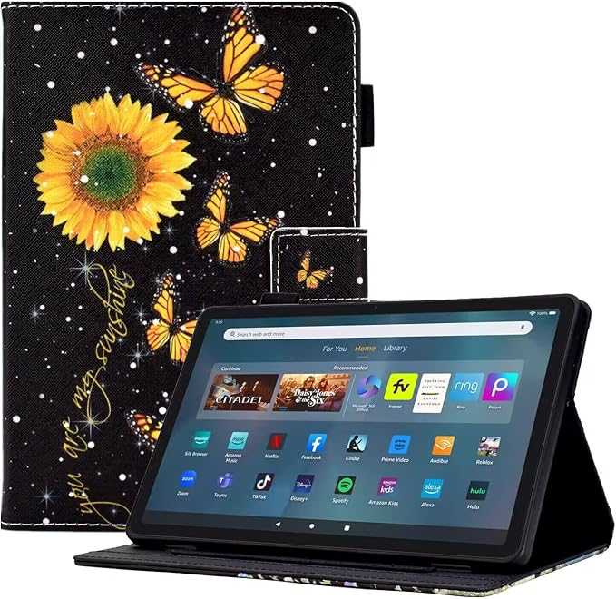Kindle Fire Max 11 Case 13th Generation 2023 Release Fire Max 11 Tablet Case Embossed Suede Leather Folio Stand Cover with Auto Wake/Sleep &amp Card Slot &amp Pen Holder Brown Bird Flower Embossi