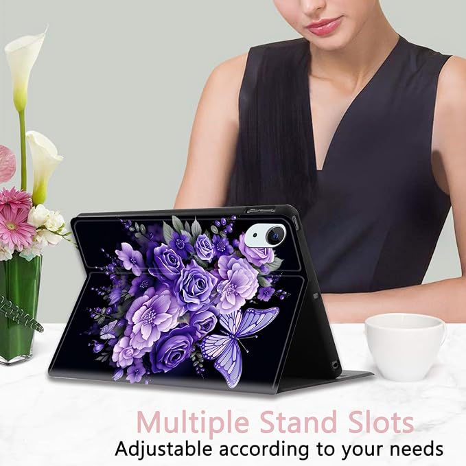 Case for iPad Pro 13 Inch M4 (2024) Slim Multi-Angle Smart Stand Cover with Automatic Sleep/Wake Function for iPad Pro 13 Inch Art Dragonfly