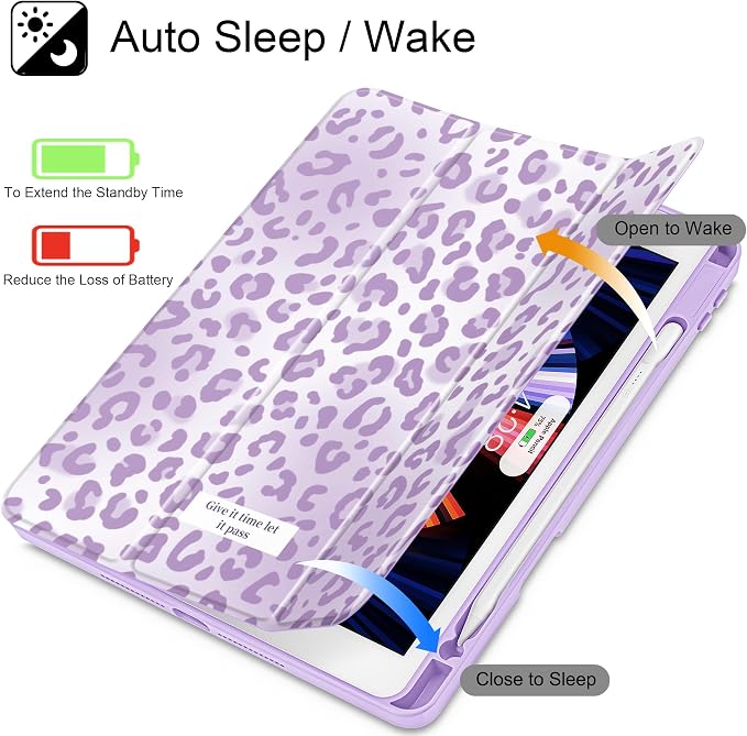 Tuiklol for iPad 10.2 inch 9th / 8th / 7th Gen 2021 2020 2019 Release Case | Built in Pencil Holder - TPU Protection Trifold Stand Stand Clear Back Tablet Cover With Auto Wake/Sleep Blue berries