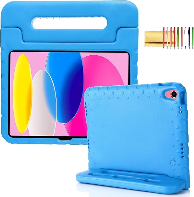 Kids Case for iPad Pro 11 M5/M4 &amp iPad Air 11 (2026/2025/2024) Shockproof Case with Pencil Holder Techcircle Light EVA Foam Handle Stand Bumper Protective Child Friendly Drop Proof Cover Black