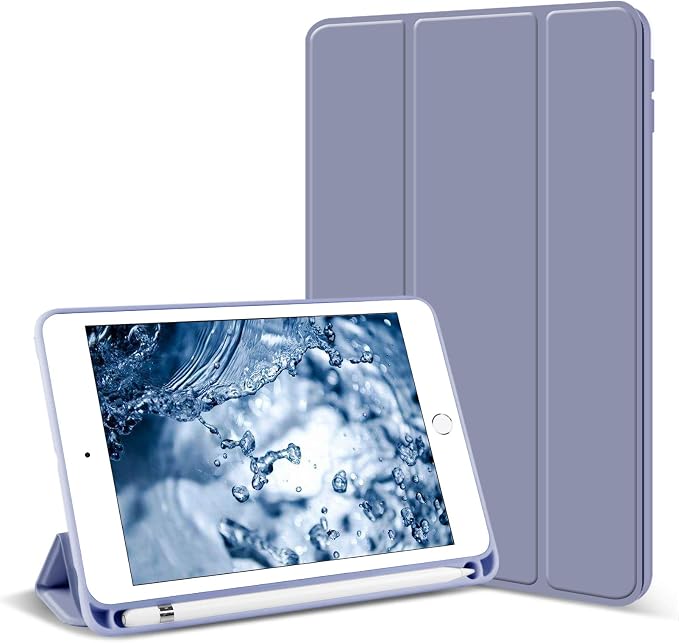 Aoub Case for iPad mini 5 2019 7.9 inch with Pencil Holder Black | for iPad mini 5th Generation 7.9 inch Auto Sleep/Wake Slim Lightweight Trifold Stand Smart Cover Soft TPU Back Case