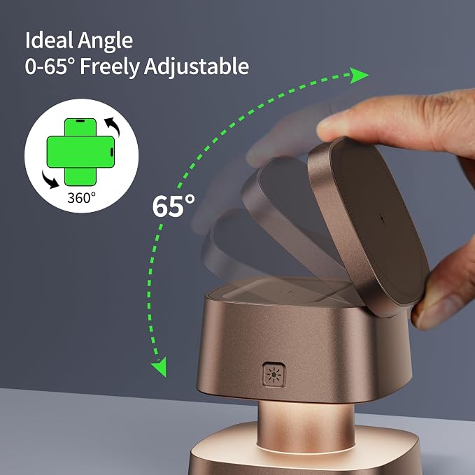 4 in 1 Magnetic Wireless Charging Station15W Fast Charging with Night Light for MagSafe Charger Stand3 in 1 Wireless Charger for iPhone 17/16/15/14/13 Pro MaxApple Watch &amp AirPodsSand Gold