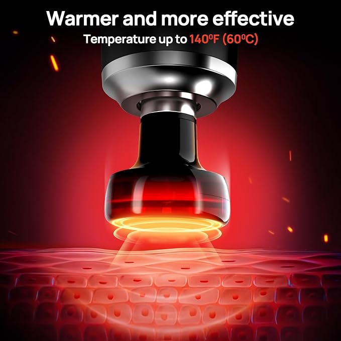HEYCHY Professional Muscle Massage Gun with Heat, Portable Handheld Muscle Massager, Percussion Back Body Masajeador 12mm Amptitude for Athletes, Runner,Electric Back Massager for Men Women