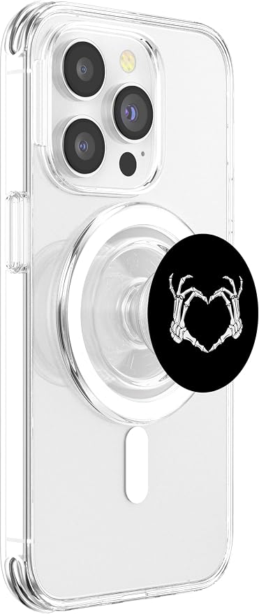 Skeleton Heart Bones Love Halloween Creepy Scary Black White PopSockets PopGrip: Swappable Grip for Phones &amp Tablets