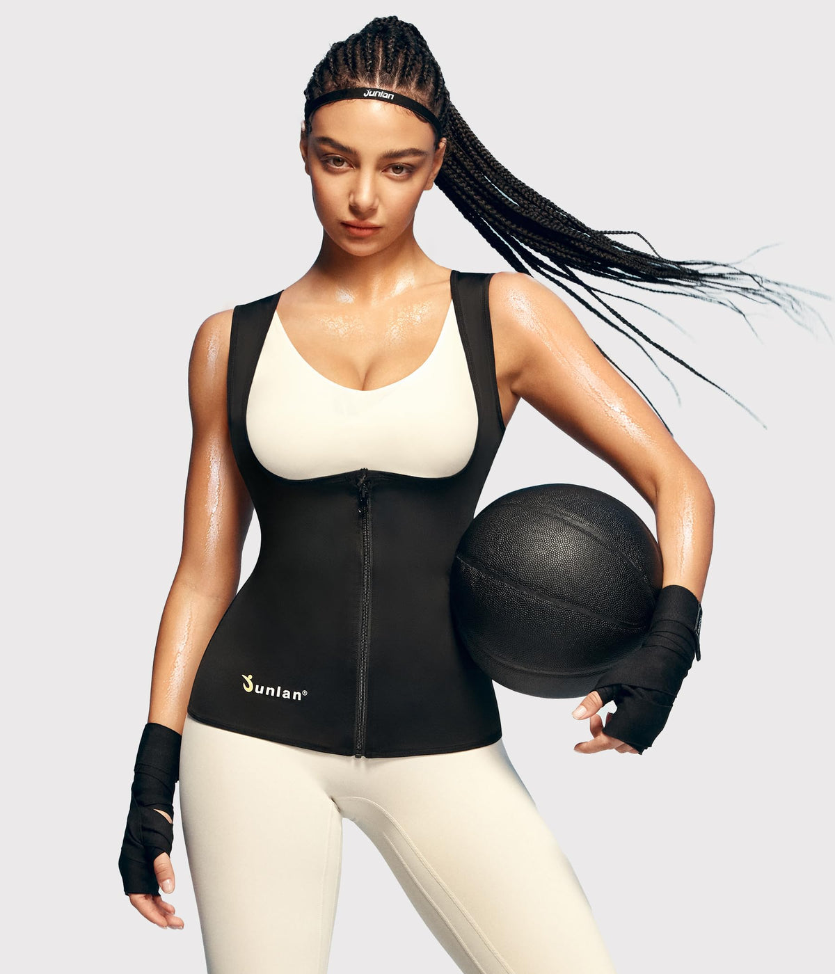 Junlan Sauna Suit Vest Waist Trainer for Women Zipper Sweat Tank Top Shaper
