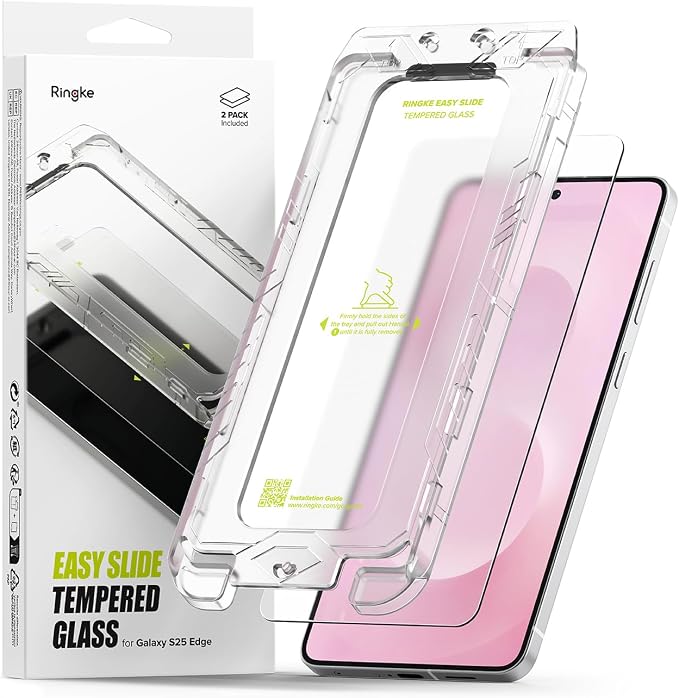 Ringke for Samsung Galaxy A35 5G Screen Protector [Easy Slide 2 Pack] | Easy Installation with Alignment Tool Case Friendly Premium 9H Hardness Tempered Glass