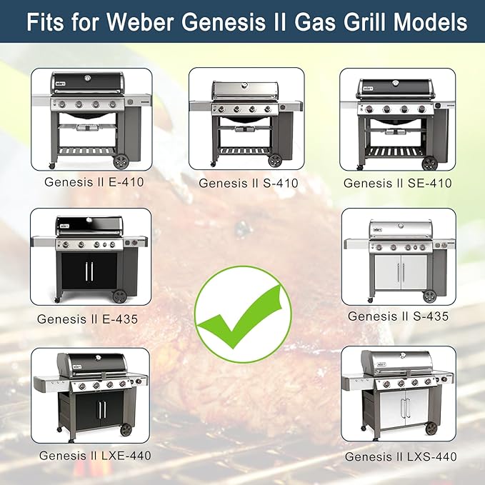 Grieptra Flavorizer Bars,Heat Deflectors and Grill Burner for Weber Genesis II E-410, S-410, LX E-440, S-440 (Porcelain Steel, 66030 * 7+ES/410 * 4+66790 * 4)