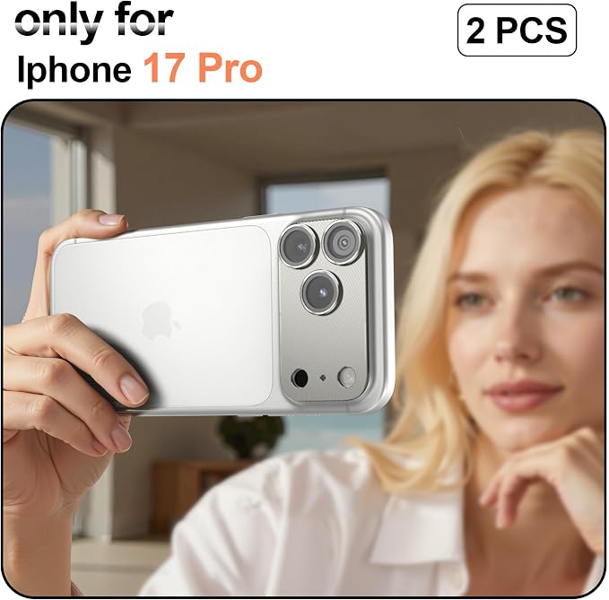 2 Pack for iPhone 17 Pro Camera Lens Protector Metal Aluminum Alloy Tempered Glass Cover Camera Screen Protector Accessories Case Friendly，for iPhone 17 Pro