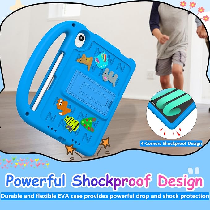Kids Case for iPad mini 7(A17 Pro) 2024/iPad Mini 6 2021 8.3 Inch with Built-in Pencil Holder/Anti-Slip Handle/Foldable Stand Shockproof Protective iPad mini 7th/6th Generation Case 8.3 Inch