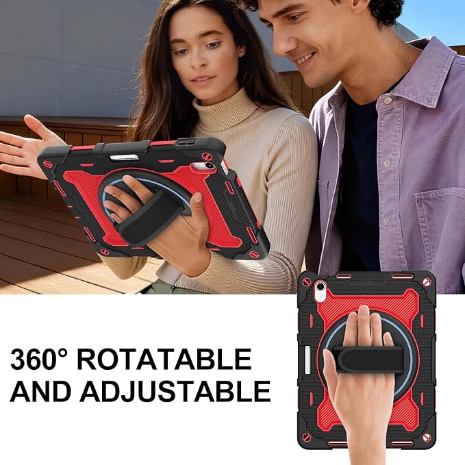 for iPad 9th 8th 7th Gen Case 10.2 inch with Screen Protector | 360° Rotating Kickstand Hand Strap Shoulder Strap Heavy Duty Military Grade - Kids Friendly