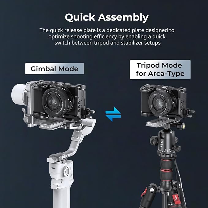 SMALLRIG 4.6'' Quick Release Plate Adapter for Arca-Swiss for DJI RS 4 Mini Gimbal, Anti-Drop Design and Quick Assembly - 5336