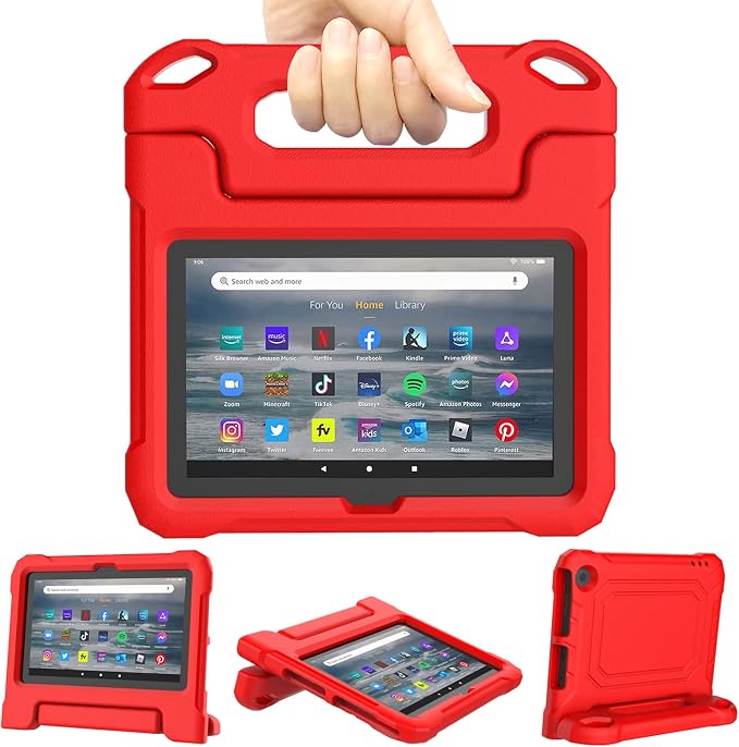 Kids Case for Amazon Fire 7 Tablet Case (12th Generation 2022)Blue | Lainergie Lightweight Easy to Carry Shockproof Kids Friendly Durable Hight Quality EVA Material Cover with Handle Stand
