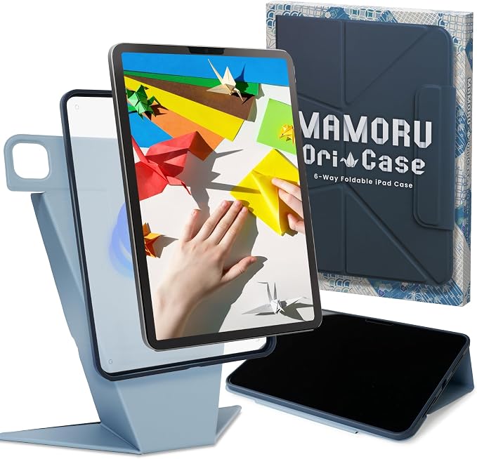 BELLEMOND iPad Case for iPad A16 11 2025 / 10th Gen 10.9 2022 | Origami Folio Stand | 6-Mode Foldable Magnetic Detachable Cover | Mamoru Ori Case | Black &amp Grey