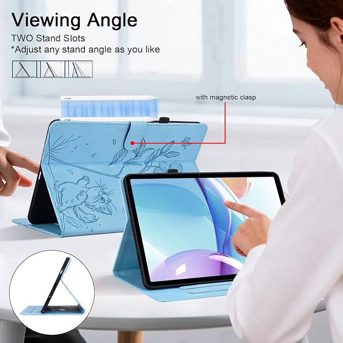 Case for iPad (A16) 11th Generation 11 Inch 2025 iPad 10th Generation 10.9 inch 2022 Auto Wake/Sleep Multi-Angle Flip PU Leather Cover with Pencil Holder Blue
