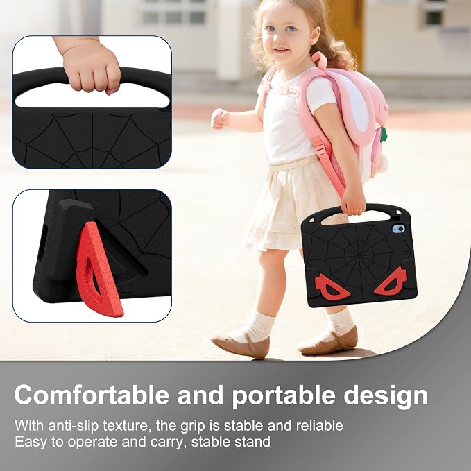 Kids Case for iPad 9th/8th/7th Gen. (10.2-inch 2021/2020/2019) | Shockproof Cover with Built-in Screen Protector and Stand Black