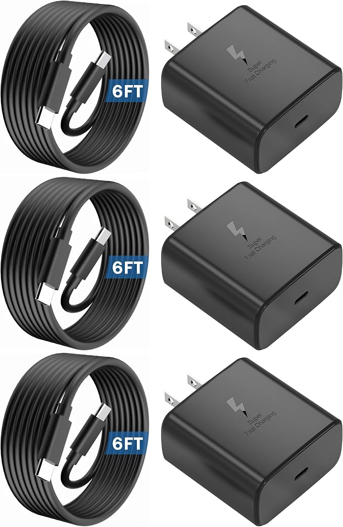 2026 45W Super Fast Charger USB C Android Phone Charger Fast Charging Compatible with Samsung Galaxy S25/S25 Ultra/S25+/S26 Ultra/S26/S26+/S24 Ultra/S23/S22/S20/S21/Note 10Galaxy Tab 6ft C Cable