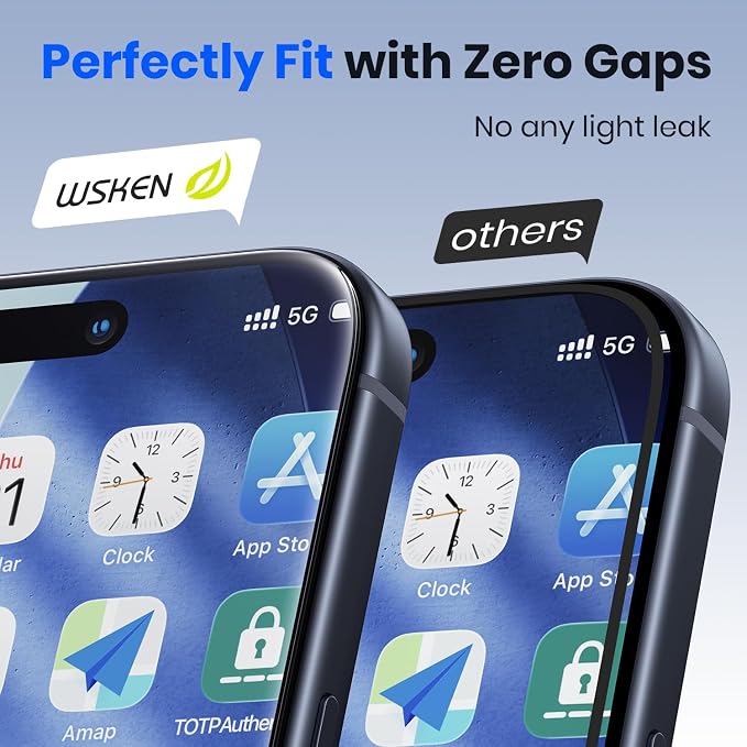 WSKEN Privacy Screen Protector for iPhone 17 Pro - Full Coverage Tempered Glass 24° Anti Spy Private Screen Auto Alignment Installation Tool Full Edge Case Friendly Protector