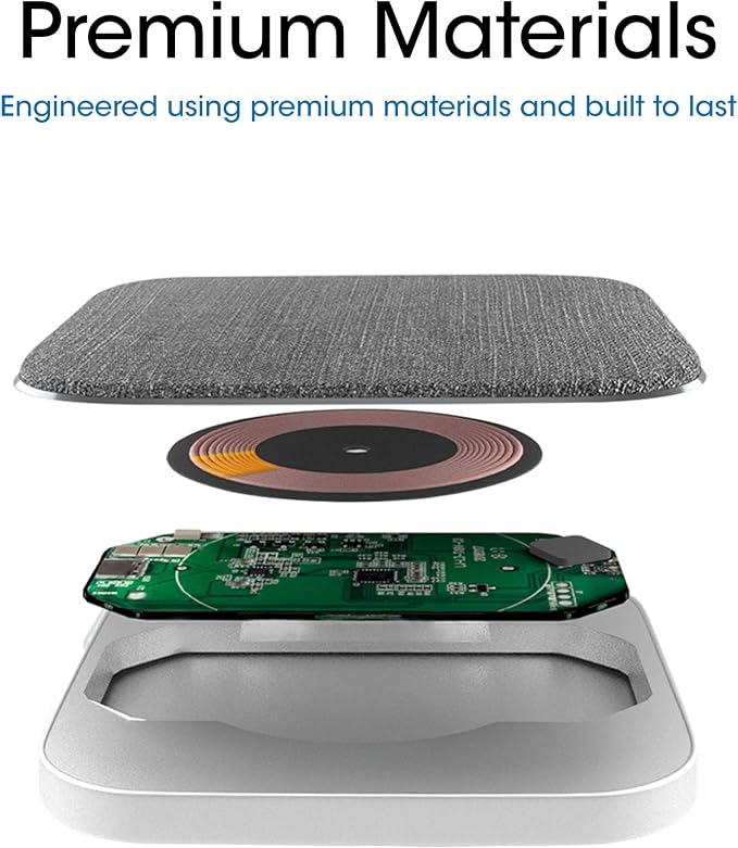 TechMatte Wireless Charger. Qi-Certified Fast Wireless Charging Pad for 7.5W iPhone Xs MaxXSXRX88+ and 10W Galaxy S10+S10S10ES9Note9 Textured Design (No AC Adapter 5foot Cable Included)