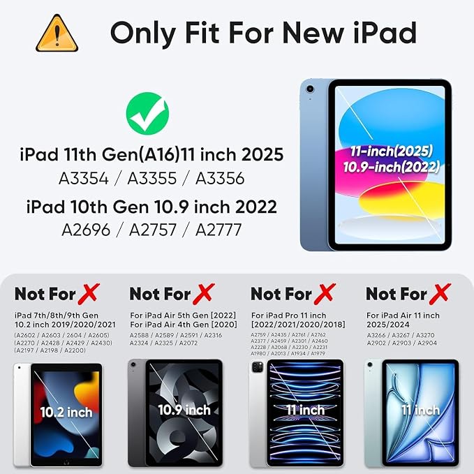 Case Compatible with iPad (A16) 11th 2025/10th Gen 2022 | Built-in Screen Protector Pen Holder Heavy Duty Shockproof Rugged Protective Case W/Handle Shoulder Strap
