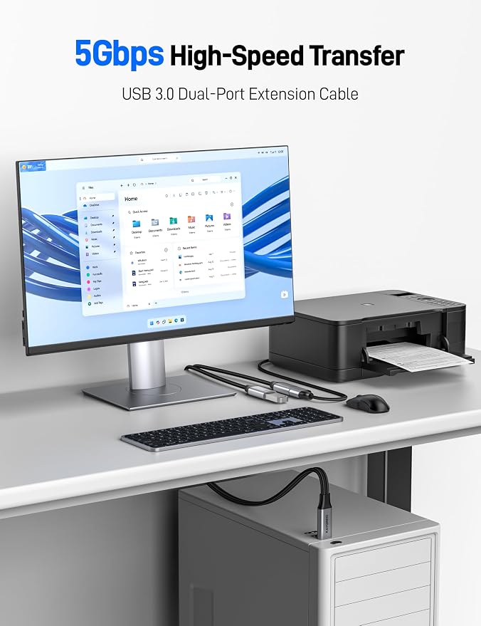 USB 3.0 Splitter 1 in 2 Out USB Splitter Y Cable USB Male to 2 Female Cable for PC Tablet Laptop MacBook Keyboard PS4 PS5 Mouse FlashDrive LED Etc.