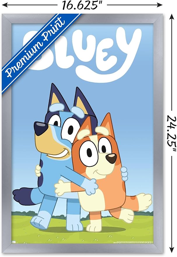 Bluey - Hug Wall Poster, 22.4L" x 14.7W", Silver Framed Version