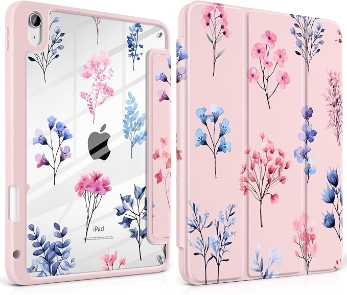 Case for iPad (A16) 11th Generation 11 inch 2025 /iPad 10th Gen 10.9 2022 - Aesthetic Cute Preppy Design Trifold Cover with Soft TPU Bumper Clear Back Auto Sleep/Wake Waves